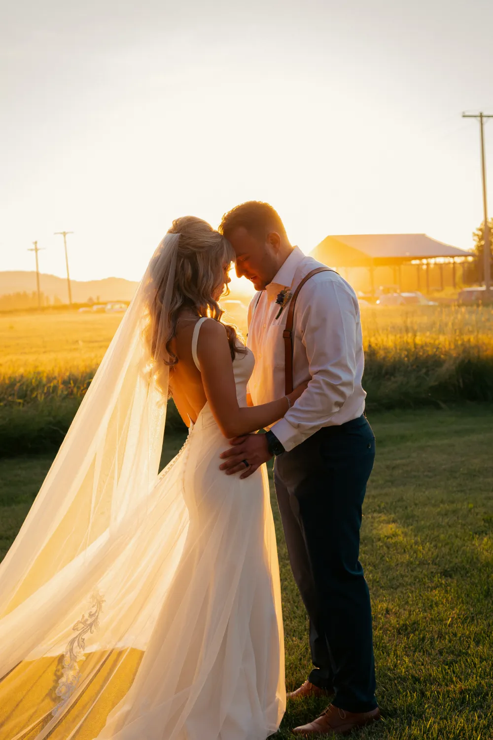 Wedding couple in stunning outdoor ceremony