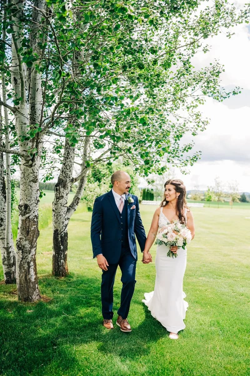 Intimate moment between bride and groom